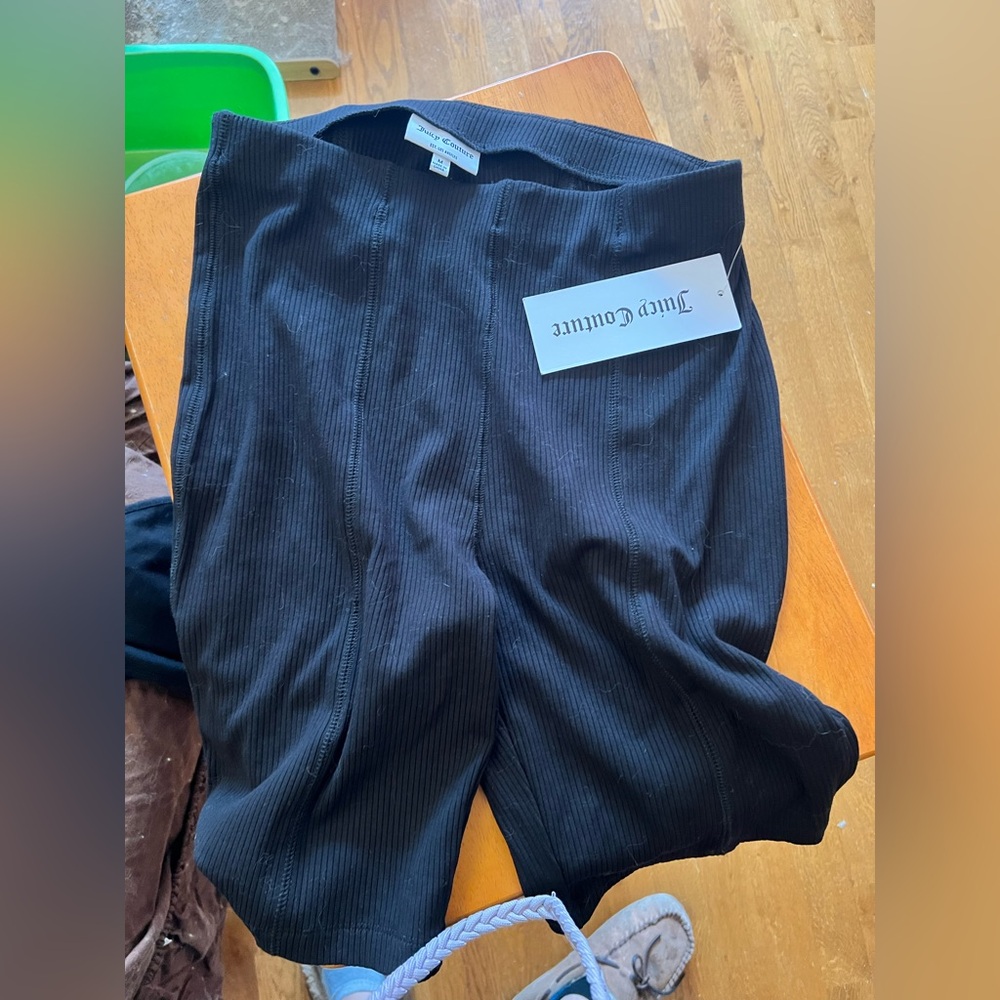 Juicy Couture Black Ribbed Stretch Knit Bottoms